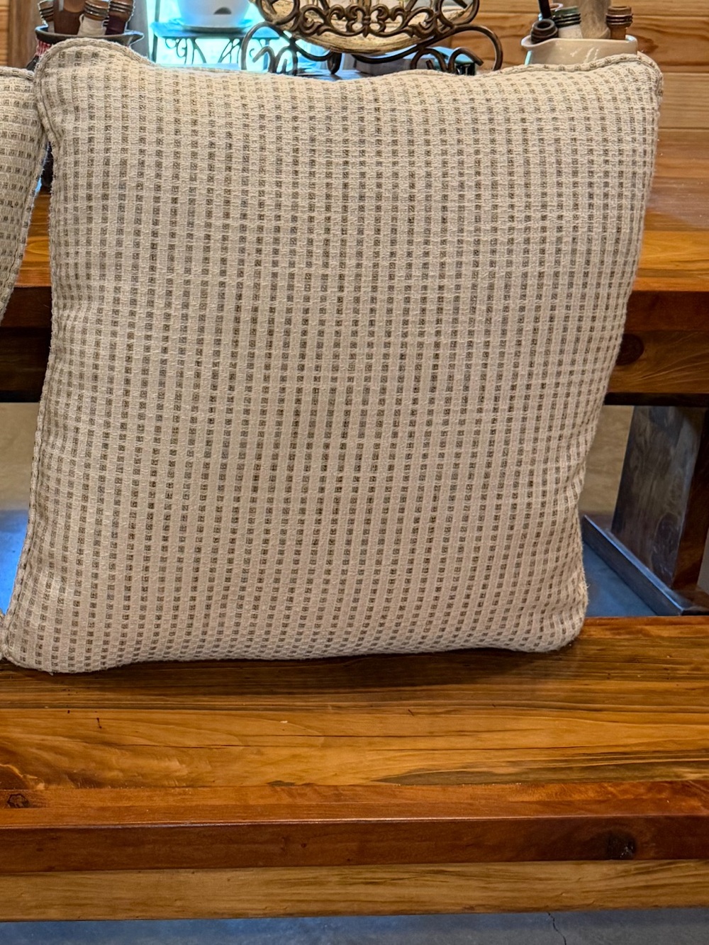 Neutral Woven Texture Throw Pillow - Cream